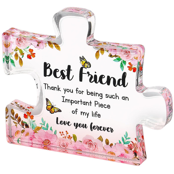 Puzzle-Shaped Best Friend Appreciation Acrylic Keepsake Ornament - Clear