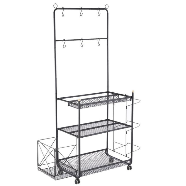 Home Gym Equipment Storage Shelf Rack Garage Organiser with Baskets Hooks