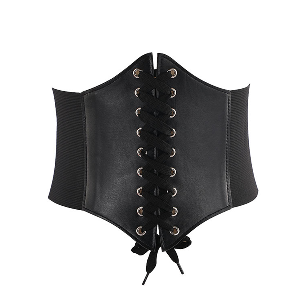 Women Corset Cinch Belt Lace-up Elastic Waist Belt - Black | Shop Today ...