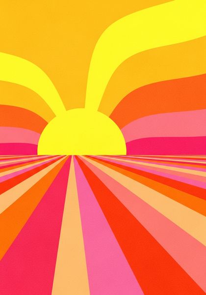 Retro Striped Sunset image