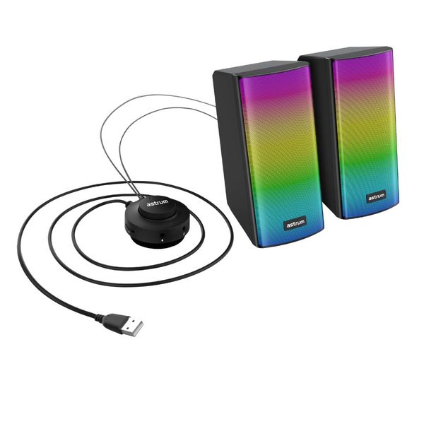 Astrum 3-in-1 USB Plug &amp; Play Speakers-BT, TF Card, AUX &amp; Mic Input- SU030