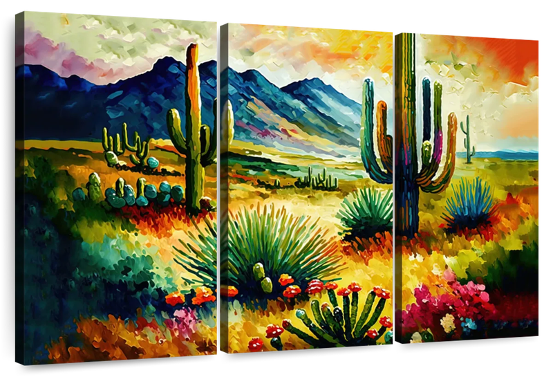 Canvas Art - Vintage Southwest 3 Piece Abstract Painting Canvas Wall Art