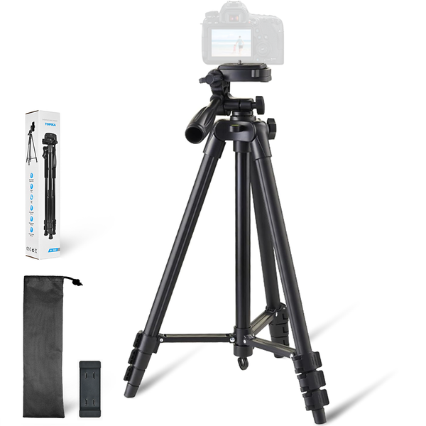 Topika-Foldable Black Aluminum Camera Tripod 3 Feet Stand Adjustable Height