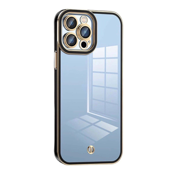 Contrast Gold Frame Clear Phone Case for iPhone 14 Pro Max