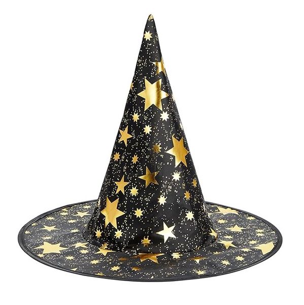 Halloween Witch/Wizard Hat with Gold Stars