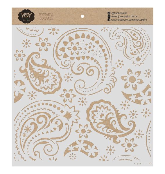 Tjhoko Paint Stencil - 15x15cm - Paisley Pattern