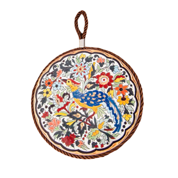Ceramic Pot Coaster with Cork Base Heat Resistant Trivet for Hot Dishes