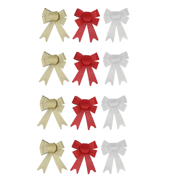 Christmas Tree Decorative Bows - 12 Piece