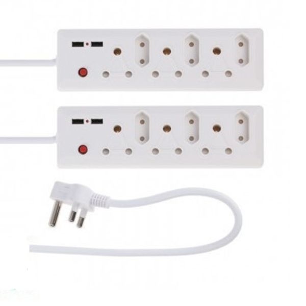 6 Way Multi-Plug with 2 USB 2 Pack