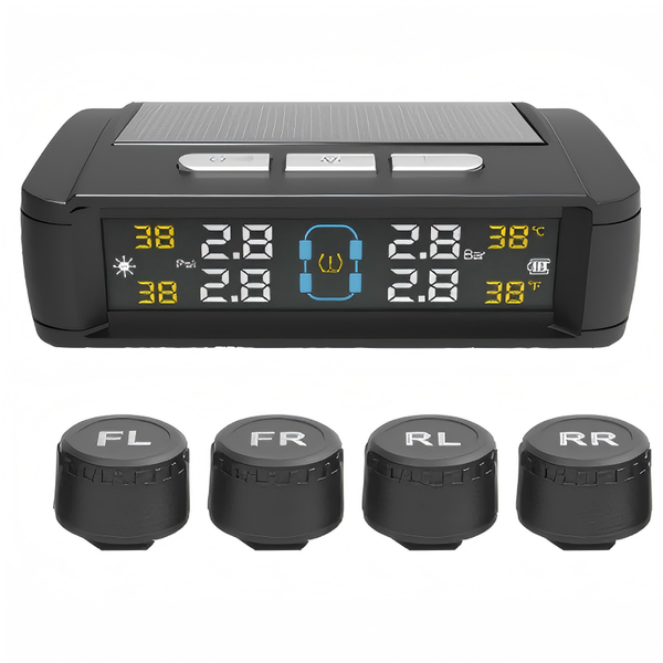 Solar TPMS Tire Pressure Monitoring System with 4 External Sensors
