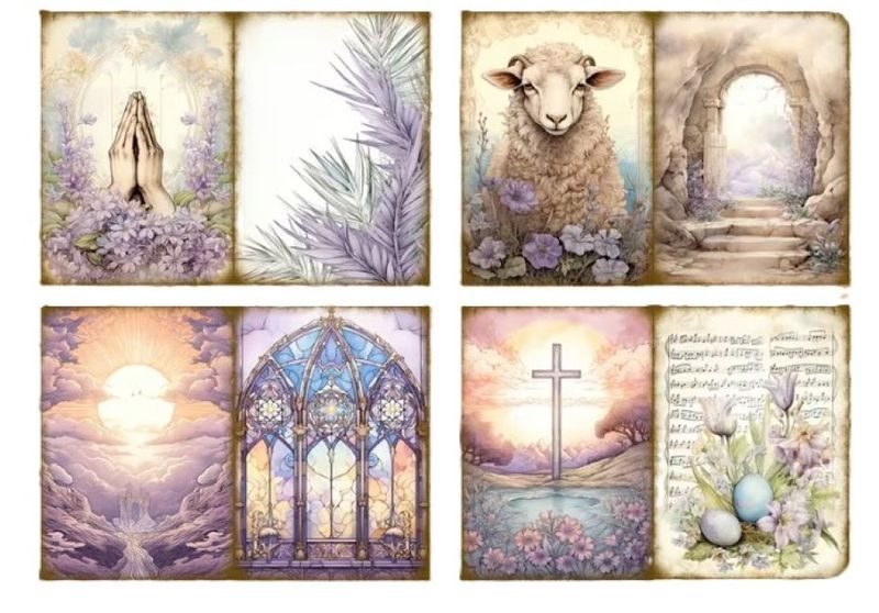 A5 Christian Inspired Scrapbook Paper Sheets - Pack of 8