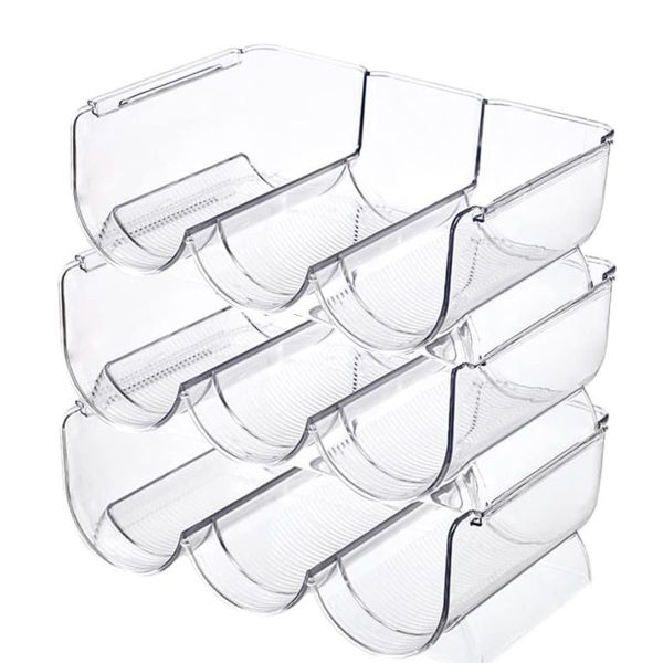 Clear Stackable 3 Pack Wine Holder For Fridge Organization
