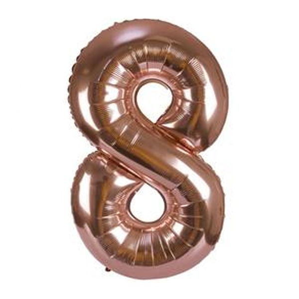 Balloon Number 8 Helium Foil Rose Gold - 102cm