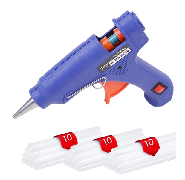 Glue Gun Set, Heat-Resistant, Compact and Portable, Blue