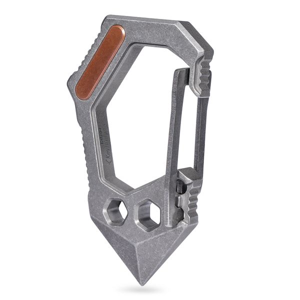 Titanium Alloy EDC Carabiner Clip with Prybar (Copper Inlay)