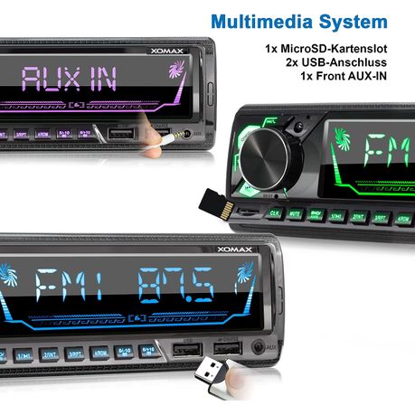Autoradio Fm Bluetooth Radio para Auto Carro Control Usb Rca Led - Promart