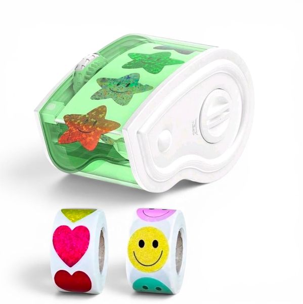 Kids Reward Sticker Dispenser with 1500 Stickers - 3 Rolls Included