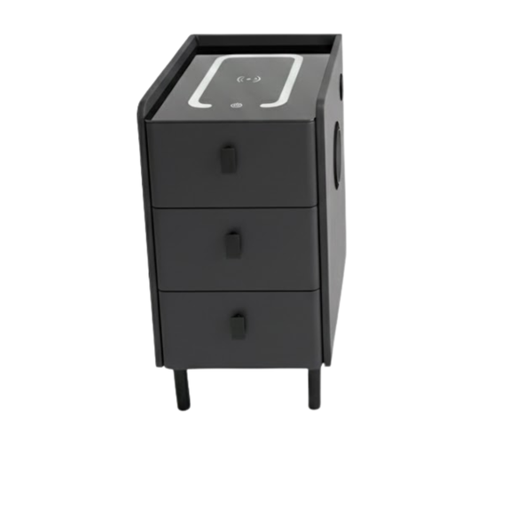 Modern 3-Drawer Bedside Table with Tempered Glass Top and Matte Hardware