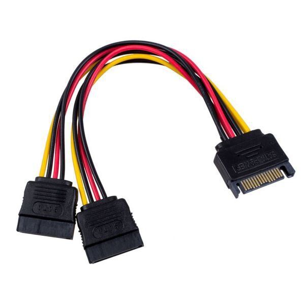 SATA Power Splitter Y Cable Adapter-1 Male to 2 Female - Woo