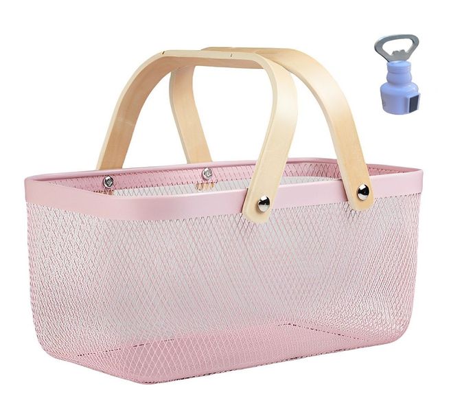 Fruit Basket -Metal With Wooden Handle-Rectangular And Bottle Opener