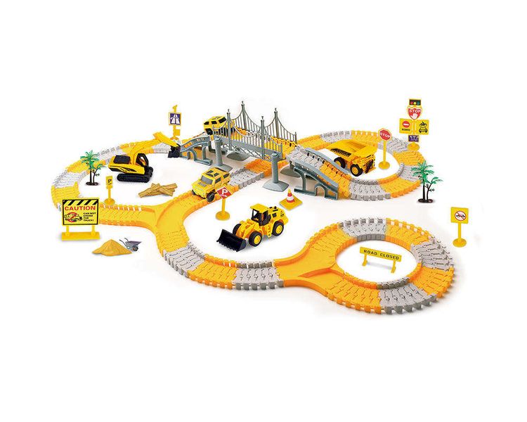 276 piece Construction RailwayTrack Building Set with Electric Race Trucks