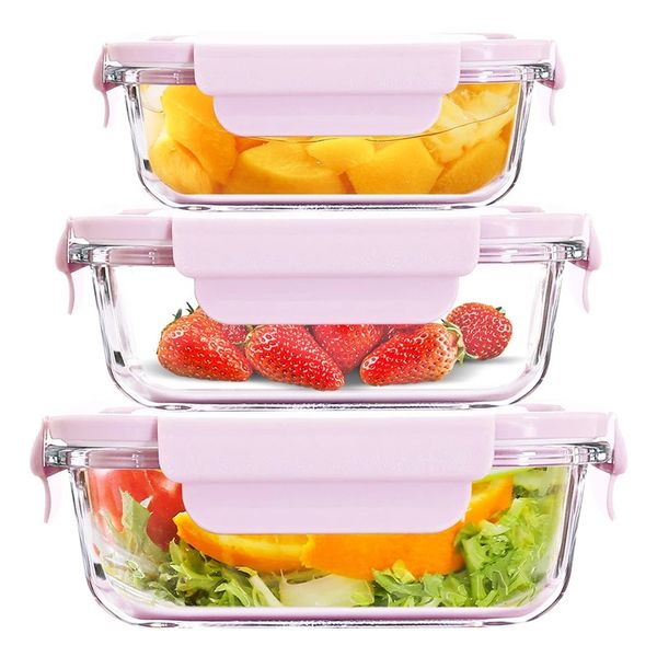 Set Of 3 Glass Lunchbox