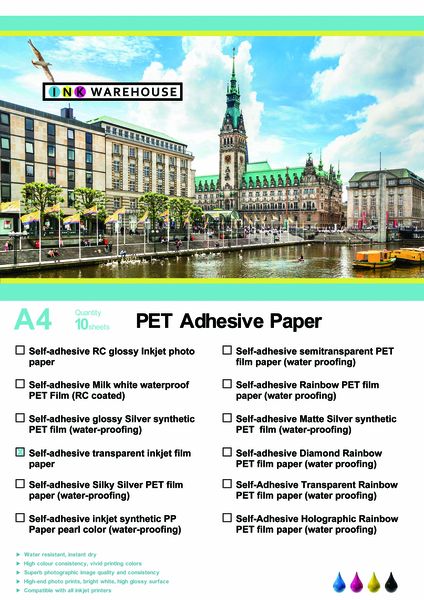 Printable Vinyl Sticker Paper A4 Adhesive - Transparent (10 Sheets