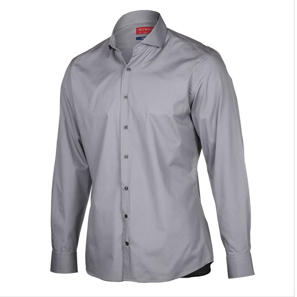 Twill Traveller Mens Slim Fit Long Sleeve Shirt – Grey Plain
