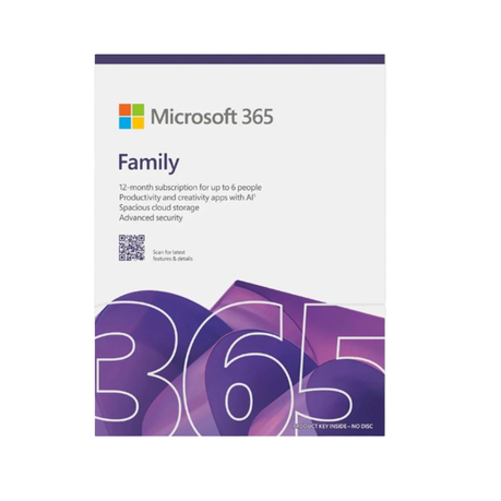 Microsoft 365 Family for up to 6 people AI-powered features Purple Package Image