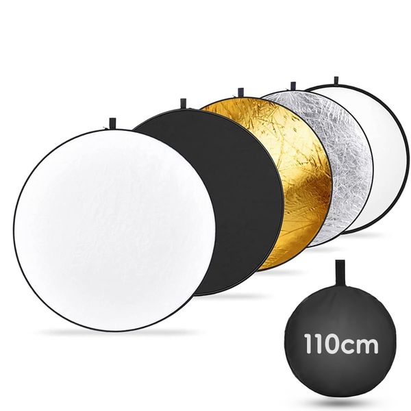 110cm 43" 5-in-1 Round Light Reflector Photography Disc Collapsible Studio