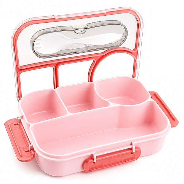 QYNIAL Bento Lunch Box 4 Compartment Leakproof Food Container BPA Free