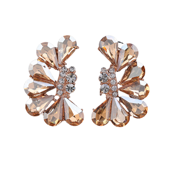 Vintage Fan Shape Stud Earrings - Champagne