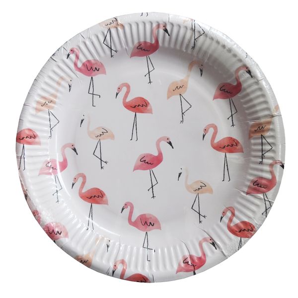 Light Pink Flamingo's Paper Plates A - 20 Piece
