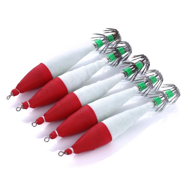 HENGJIA Luminous Explosion Squid Hook Red and White