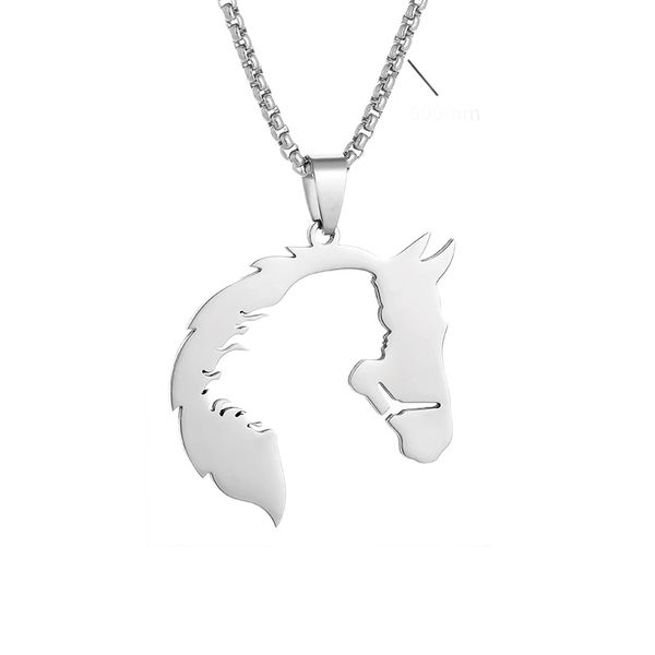 Stainless Steel Cut-Out Vintage Horse Head Girl Sweater Chain Sweatshirt
