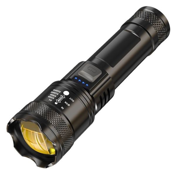 Rechargeable Zoom LED Flashlight with Power Bank &amp; Battery Indicator