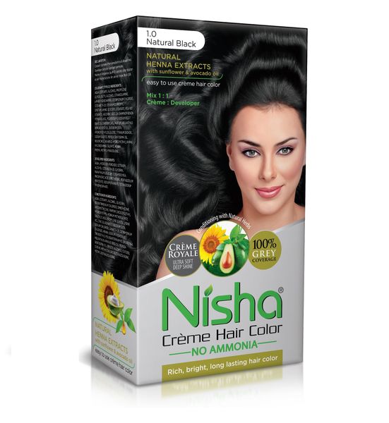 Pack of 2 - Nisha Creme Hair Colour Pack with Brush &amp; Conditioner - Black