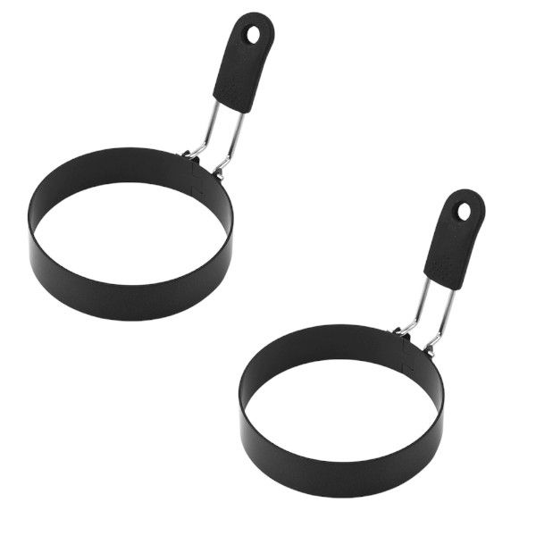 10cm Stainless Steel Omelette Ring - Black (2 Pack)