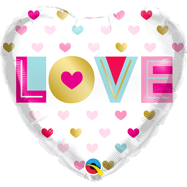 Qualatex 18 Inch Foil Love Metallic Hearts Balloon