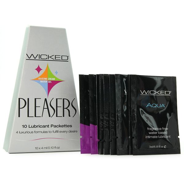 Wicked Adult Sensual Care Pleasers Lube Lubricant - 10 x 3mL Sample Box