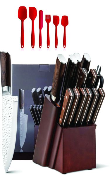 Igwaba 16-Piece Stainless Steel Kitchen Knife Set with Sharpener