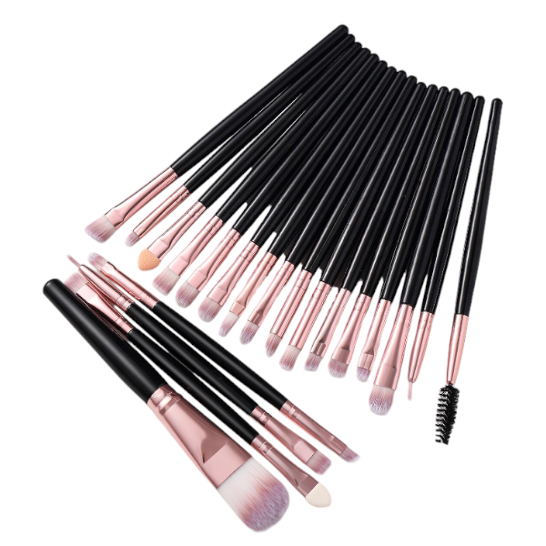 20Pcs Professional Makeup Brush Set - Black And Pink