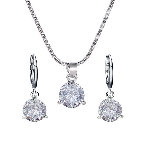 Pendant Necklace and Earrings, Teardrop Crystal Set, Minimalist Jewelry