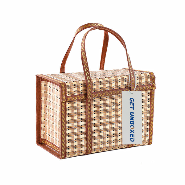 GET UNBOXED Bamboo Basket Shopping Picnic Bin Decorative Basket