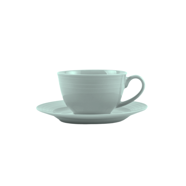 JENNA CLIFFORD - Embossed Lines Mermaid Mist Cup &amp; Saucer Set of 4