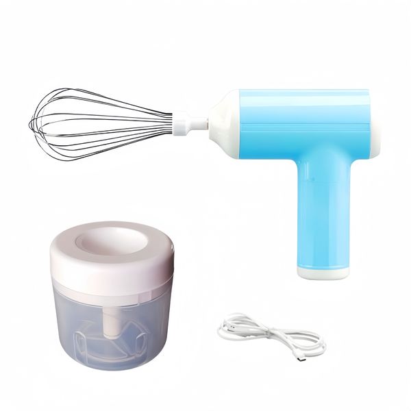 2-In-1 Wireless Electric Whisk &amp;Food Garlic Chopper Rechargeable Hand Mixer