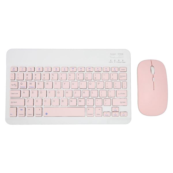 Keyboard Mouse Combo Pink 10in Wireless Set