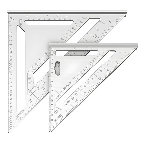 2 PCS 7&amp;12 Inch Metric Triangle Ruler Square Protractor Measuring Tool