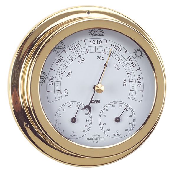 ANVI 3-in-1 Polished Brass and Lacquered Barometer