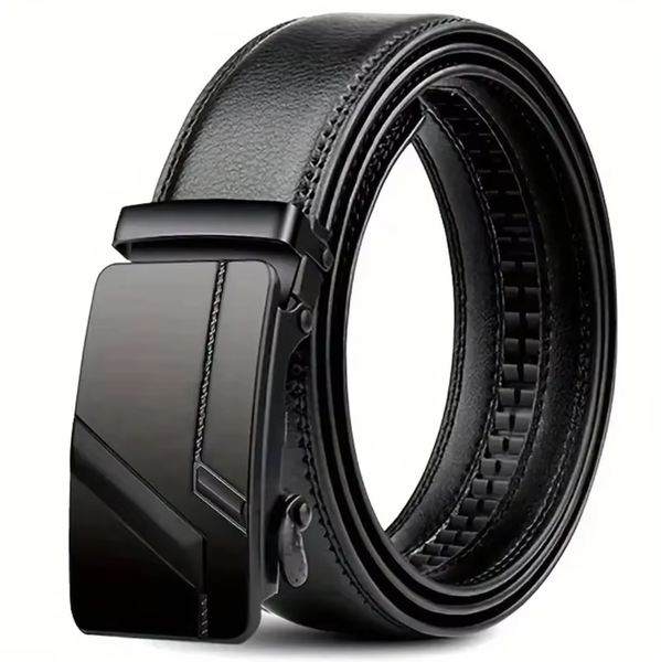 Fashion Automatic Buckle Belt PU Leather Black Male Jeans Belts for Men